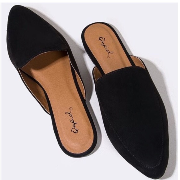 Stella-Black Slip On Pointy Toe Mule - Picture 2 of 3